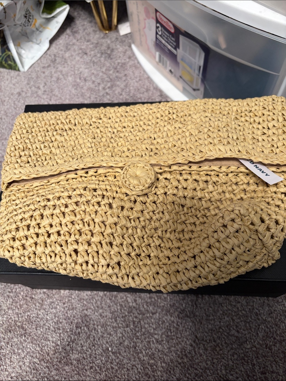 Old Navy Woven Straw Clutch in Natural Yellow-Tan